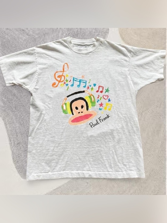 Gildan Tops - Paul Frank White Tee with Multicolor Music Julius Graphic